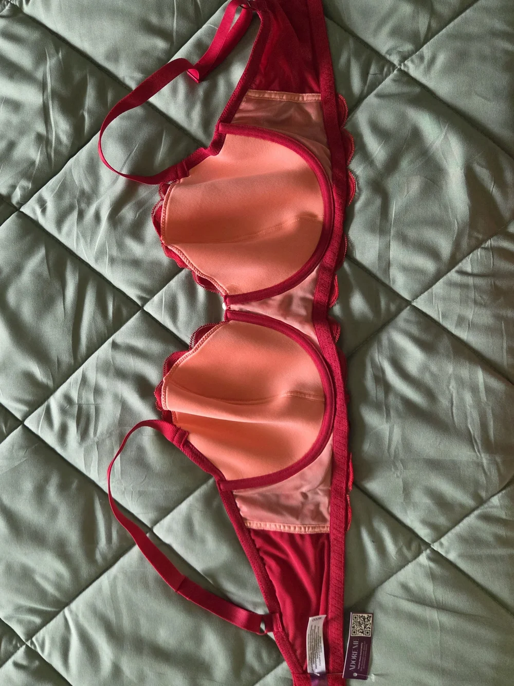 Adore Me Red Lace Underwire Longline Bra